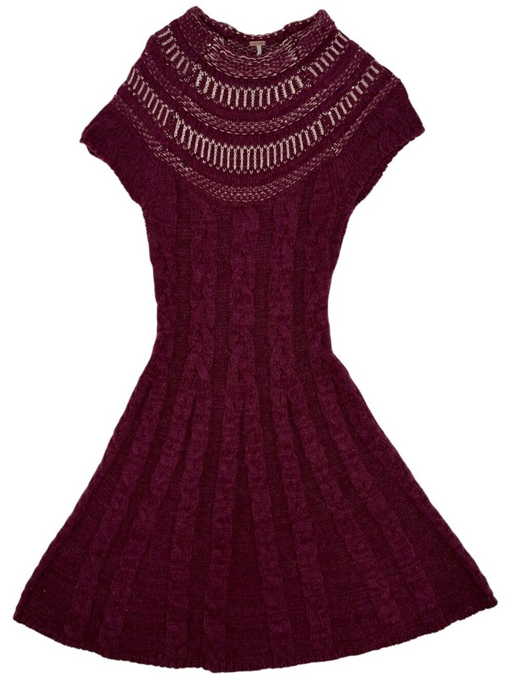 NWT Free People Dark Cherry Sequin Fit & Flare Sweater Dress | Mob Wife Coquette - Picture 14 of 16